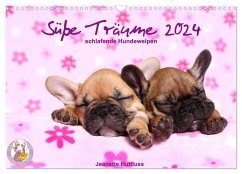 Süße Träume 2024 - schlafende Hundewelpen (Wandkalender 2024 DIN A3 quer), CALVENDO Monatskalender - Hutfluss, Jeanette