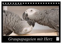Graupapageien mit Herz (Tischkalender 2024 DIN A5 quer), CALVENDO Monatskalender - Keller, Nadine