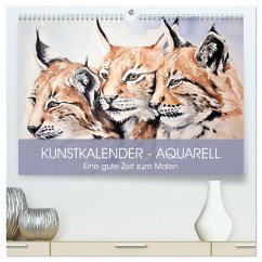 Kunstkalender - Aquarell. Eine gute Zeit zum Malen (hochwertiger Premium Wandkalender 2024 DIN A2 quer), Kunstdruck in Hochglanz
