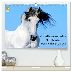 Edle spanische Pferde - Pura Raza Espanola (hochwertiger Premium Wandkalender 2024 DIN A2 quer), Kunstdruck in Hochglanz