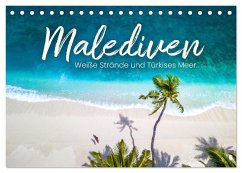 Malediven - Weiße Strände und Türkises Meer. (Tischkalender 2024 DIN A5 quer), CALVENDO Monatskalender