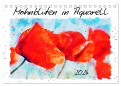 Mohnblüten in Aquarell (Tischkalender 2024 DIN A5 quer), CALVENDO Monatskalender