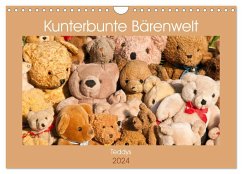 Kunterbunte Bärenwelt - Teddys (Wandkalender 2024 DIN A4 quer), CALVENDO Monatskalender