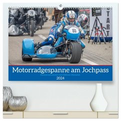 Motorradgespanne am Jochpass (hochwertiger Premium Wandkalender 2024 DIN A2 quer), Kunstdruck in Hochglanz