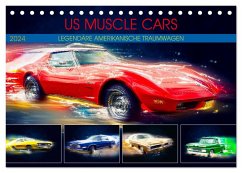 US Muscle Cars Legendäre Amerikanische Traumwagen (Tischkalender 2024 DIN A5 quer), CALVENDO Monatskalender