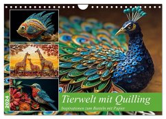 Tierwelt mit Quilling (Wandkalender 2024 DIN A4 quer), CALVENDO Monatskalender