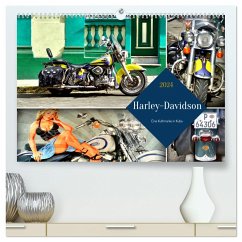Harley-Davidson - Eine Kultmarke in Kuba (hochwertiger Premium Wandkalender 2024 DIN A2 quer), Kunstdruck in Hochglanz