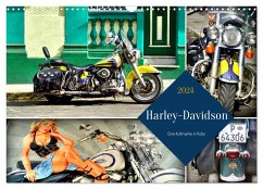 Harley-Davidson - Eine Kultmarke in Kuba (Wandkalender 2024 DIN A3 quer), CALVENDO Monatskalender
