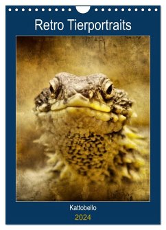 Retro Tierportraits (Wandkalender 2024 DIN A4 hoch), CALVENDO Monatskalender