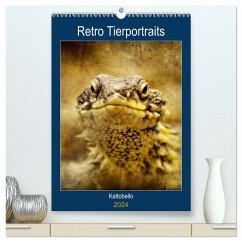 Retro Tierportraits (hochwertiger Premium Wandkalender 2024 DIN A2 hoch), Kunstdruck in Hochglanz