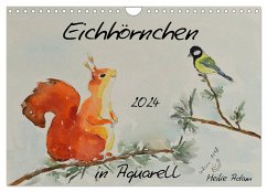 Eichhörnchen in Aquarell (Wandkalender 2024 DIN A4 quer), CALVENDO Monatskalender