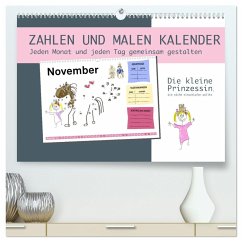 Zahlen und Malen Kalender mit der kleinen Prinzessin (hochwertiger Premium Wandkalender 2024 DIN A2 quer), Kunstdruck in Hochglanz