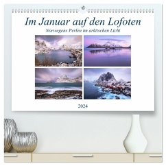 Im Januar auf den Lofoten (hochwertiger Premium Wandkalender 2024 DIN A2 quer), Kunstdruck in Hochglanz