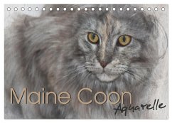 Maine Coon Aquarelle (Tischkalender 2024 DIN A5 quer), CALVENDO Monatskalender