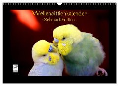 Wellensittichkalender - Schmuck Edition (Wandkalender 2024 DIN A3 quer), CALVENDO Monatskalender