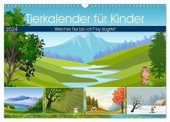 Tierkalender für Kinder (Wandkalender 2024 DIN A3 quer), CALVENDO Monatskalender
