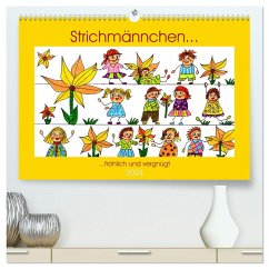 Strichmännchen... lustig und vergnügt (hochwertiger Premium Wandkalender 2024 DIN A2 quer), Kunstdruck in Hochglanz