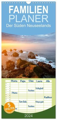 Familienplaner 2024 - Der Süden Neuseelands: Berge, Seen und traumhafte Küsten mit 5 Spalten (Wandkalender, 21 x 45 cm) CALVENDO