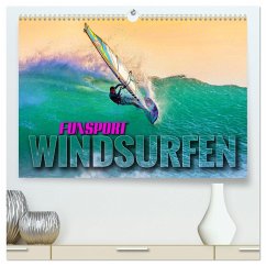 Funsport Windsurfen (hochwertiger Premium Wandkalender 2024 DIN A2 quer), Kunstdruck in Hochglanz