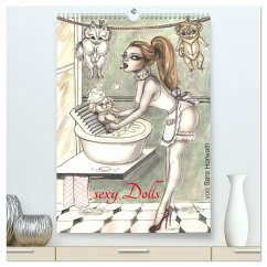 SEXY DOLLS - süße Pin-up Illustrationen, Zeichnungen, Grafiken und Malerei der Marke "Burlesque up your wall" von Sara Horwath (hochwertiger Premium Wandkalender 2024 DIN A2 hoch), Kunstdruck in Hochglanz