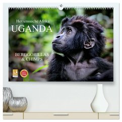 UGANDA - Berggorillas & Chimps (hochwertiger Premium Wandkalender 2024 DIN A2 quer), Kunstdruck in Hochglanz