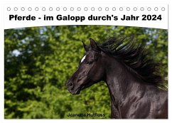 Pferde - im Galopp durch's Jahr 2024 (Tischkalender 2024 DIN A5 quer), CALVENDO Monatskalender