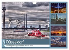 Düsseldorf - Lebendige Perspektiven des Rheinturmes (Wandkalender 2024 DIN A4 quer), CALVENDO Monatskalender - Hackstein, Bettina