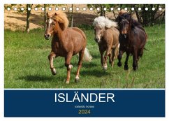 Isländer - icelandic horses (Tischkalender 2024 DIN A5 quer), CALVENDO Monatskalender