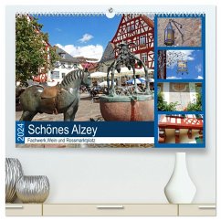 Schönes Alzey - Fachwerk, Wein und Rossmarktplatz (hochwertiger Premium Wandkalender 2024 DIN A2 quer), Kunstdruck in Hochglanz