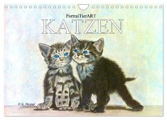 PortraiTierART KATZEN (Wandkalender 2024 DIN A4 quer), CALVENDO Monatskalender