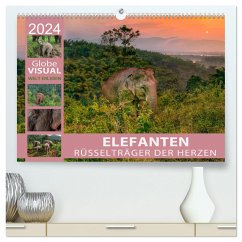 ELEFANTEN - Rüsselträger der Herzen (hochwertiger Premium Wandkalender 2024 DIN A2 quer), Kunstdruck in Hochglanz - VISUAL, Globe