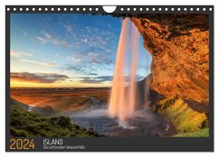 Island - Die schönsten Wasserfälle (Wandkalender 2024 DIN A4 quer), CALVENDO Monatskalender