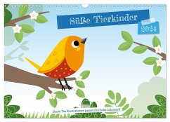 Süße Tierkinder (Wandkalender 2024 DIN A3 quer), CALVENDO Monatskalender - Eisendle, Carmen