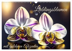 Lieblingsblumen mit goldenen Akzenten (Wandkalender 2024 DIN A3 quer), CALVENDO Monatskalender