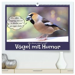 Vögel mit Humor (hochwertiger Premium Wandkalender 2024 DIN A2 quer), Kunstdruck in Hochglanz