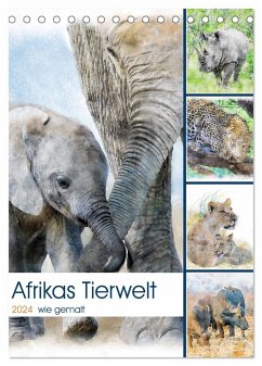 Afrikas Tierwelt - wie gemalt (Tischkalender 2024 DIN A5 hoch), CALVENDO Monatskalender - Jachalke, Michael Voß, Doris