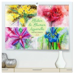 Blüten & Blumen Aquarelle - Farbenfrohe Schönheiten (hochwertiger Premium Wandkalender 2024 DIN A2 quer), Kunstdruck in Hochglanz