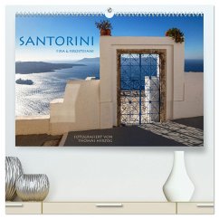 Santorini Fira & Firostefani (hochwertiger Premium Wandkalender 2024 DIN A2 quer), Kunstdruck in Hochglanz