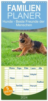 Familienplaner 2024 - Hunde - Beste Freunde der Menschen mit 5 Spalten (Wandkalender, 21 x 45 cm) CALVENDO