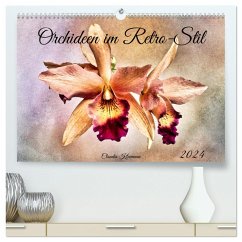 Orchideen im Retro-Stil (hochwertiger Premium Wandkalender 2024 DIN A2 quer), Kunstdruck in Hochglanz - Kleemann, Claudia
