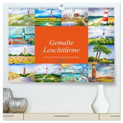Gemalte Leuchttürme - Mit Pinsel und Farbe entlang der deutschen Küste (hochwertiger Premium Wandkalender 2024 DIN A2 quer), Kunstdruck in Hochglanz