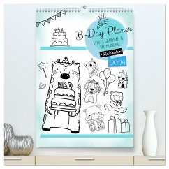 Geburtstagsplaner Doodle Tiere - Für Termine, Geschenke, Eventdetails & mehr (hochwertiger Premium Wandkalender 2024 DIN A2 hoch), Kunstdruck in Hochglanz - MD-Publishing