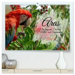 Aras - die fliegenden Edelsteine Mittel- und Südamerikas (hochwertiger Premium Wandkalender 2024 DIN A2 quer), Kunstdruck in Hochglanz