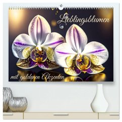 Lieblingsblumen mit goldenen Akzenten (hochwertiger Premium Wandkalender 2024 DIN A2 quer), Kunstdruck in Hochglanz - Bönner, Marion