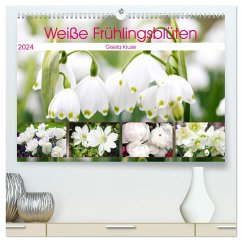 Weiße Frühlingsblüten (hochwertiger Premium Wandkalender 2024 DIN A2 quer), Kunstdruck in Hochglanz