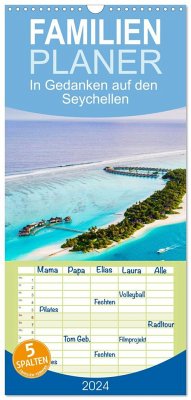 Familienplaner 2024 - In Gedanken auf den Seychellen mit 5 Spalten (Wandkalender, 21 x 45 cm) CALVENDO