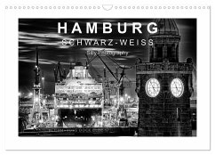 Hamburg in schwarz-weiss (Wandkalender 2024 DIN A3 quer), CALVENDO Monatskalender - Photography, Silly