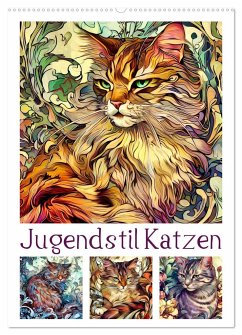 Jugendstil Katzen (Wandkalender 2024 DIN A2 hoch), CALVENDO Monatskalender