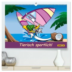Tierisch sportlich! (hochwertiger Premium Wandkalender 2024 DIN A2 quer), Kunstdruck in Hochglanz - jokatoons