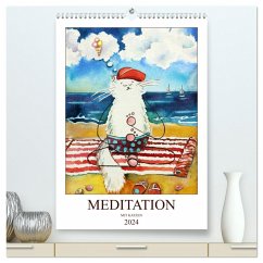 Meditation mit Katzen (hochwertiger Premium Wandkalender 2024 DIN A2 hoch), Kunstdruck in Hochglanz